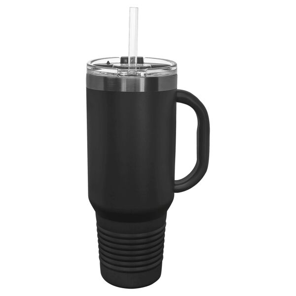 Black/Ghost Black Travel Mug with Handle & Straw 40oz Thumbnail